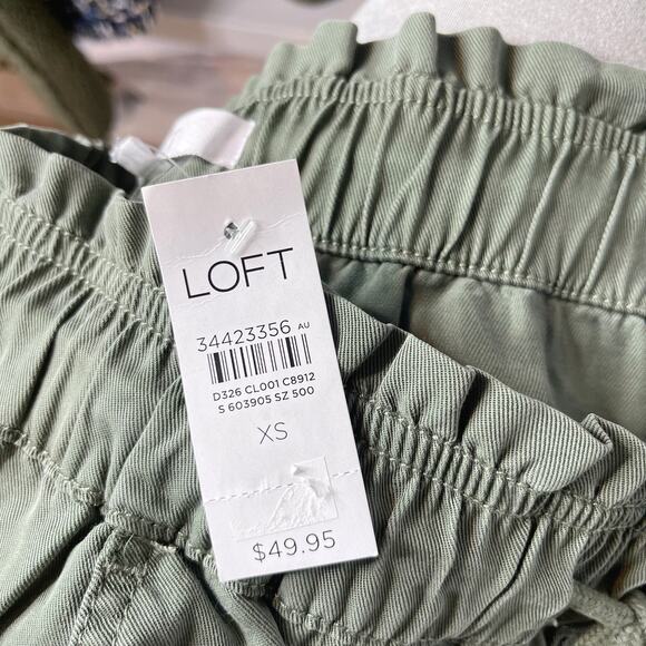 New LOFT XSmall XS Olive Green Emory Shorts Lyocell Drawstring Waist Pockets - Picture 5 of 8